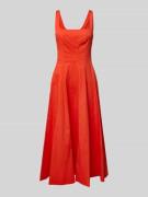 Staud Midikleid mit Karree-Ausschnitt Modell 'WELLS' in Orange, Größe ...