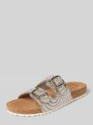 Tamaris Sandalette aus Leder mit Ziersteinbesatz in Silber, Größe 37