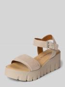 Tamaris Sandalen aus Leder mit profilierter Plateausohle in Taupe, Grö...