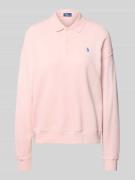 Polo Ralph Lauren Sweatshirt mit Polokragen und Label-Stitching in Pin...