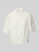 YAS Regular Fit Bluse mit Lochstickerei Modell 'SAGGA' in Weiss, Größe...