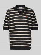 REVIEW Strickshirt mit Polokragen und Label-Stitching in Black, Größe ...