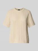 Pieces Regular Fit Strick-T-Shirt aus reiner Baumwolle in Beige, Größe...