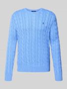 Polo Ralph Lauren Strickpullover mit Zopfmuster Modell 'DRIVER' in Ble...