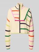 Staud Cropped Strickpullover mit Stehkragen in Ecru, Größe L