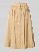 Lauren Ralph Lauren Midirock mit Knopfleiste in Sand, Größe 42