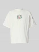 CARLO COLUCCI Oversized T-Shirt mit Label-Print in Offwhite, Größe M