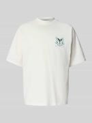 CARLO COLUCCI Oversized T-Shirt mit Label-Print in Offwhite, Größe XL