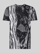 CARLO COLUCCI T-Shirt mit geripptem Rundhalsausschnitt in Anthrazit Me...