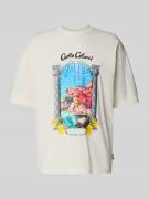 CARLO COLUCCI Oversized T-Shirt mit Label-Print in Offwhite, Größe L