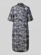 Marc O'Polo Relaxed Fit Hemdblusenkleid aus Baumwoll-Voile in Dunkelbl...