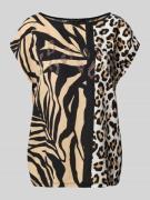 Betty Barclay T-Shirt mit geripptem Rundhalsausschnitt in Beige, Größe...