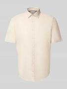 Jake*s Slim Fit Leinenhemd mit Knopfleiste in Sand, Größe L