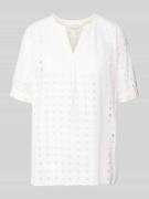 Milano Italy Regular Fit Blusenhirrt aus reiner Baumwolle in Offwhite,...