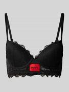HUGO Schalen-BH mit Spitzenbesatz Modell 'RED LABEL' in Black, Größe 7...