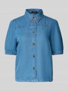 More & More Regular Fit Jeansbluse mit 1/2-Arm in Blau, Größe 40