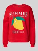 Pieces Oversized Sweatshirt aus Baumwoll-Mix Modell 'MALIAH' in Rot, G...