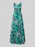 Vera Mont Abendkleid mit V-Ausschnitt in Dunkelblau, Größe 38