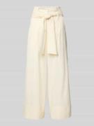 MORE Wide Leg Leinenhose mit Bindegürtel in Offwhite, Größe 36