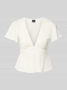 Gina Tricot Blusenshirt mit V-Ausschnitt in Offwhite, Größe XS