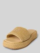 Marc O'Polo Plateau-Slides in Bastoptik in Beige, Größe 40
