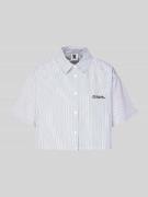 Karo Kauer Cropped Hemdbluse mit Label-Stitching in Weiss, Größe L