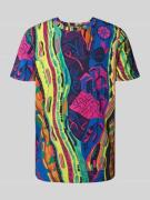 CARLO COLUCCI T-Shirt mit geripptem Rundhalsausschnitt in Hellrot, Grö...