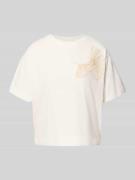 Stefanel T-Shirt mit Motiv-Stitching in Weiss, Größe L