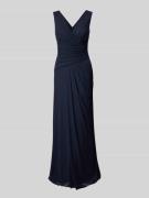 Vera Mont Abendkleid mit V-Ausschnitt und Raffungen in Marine, Größe 3...