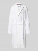 Tommy Hilfiger Regular Fit Bademantel aus Waffelgewebe in Offwhite, Gr...
