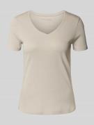 Christian Berg Woman T-Shirt mit geripptem V-Ausschnitt in Sand, Größe...
