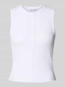 Tom Tailor Denim Slim Fit Tank Top mit angedeuteter Knopfleiste in Wei...