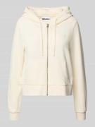 Review Sweatjacke mit Label-Stitching in Offwhite, Größe XS