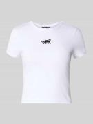 Review T-Shirt mit Motiv-Stitching in Weiss, Größe L