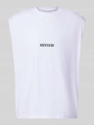 REVIEW Tanktop mit Label-Print in Weiss, Größe L
