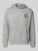 REVIEW Hoodie mit Label-Print in Hellgrau Melange, Größe XS