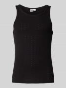 REVIEW Tanktop mit gerippten Abschlüssen in Black, Größe L