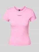 Tommy Jeans Slim Fit T-Shirt aus Ripp in Pink, Größe M