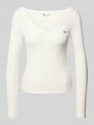 Tommy Jeans Slim Fit Langarmshirt aus Baumwoll-Mix in Offwhite, Größe ...