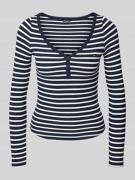 Tommy Jeans Slim Fit Langarmshirt aus Baumwoll-Mix in Marine, Größe L