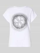 Guess T-Shirt mit Ziersteinbesatz und Rundhalsausschnitt in Weiss, Grö...