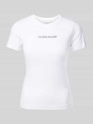 Guess Jeans Slim Fit T-Shirt mit Label-Print in Weiss, Größe L