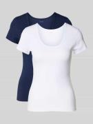 HUGO T-Shirt mit geripptem U-Ausschnitt im 2er-Pack in Blau, Größe M
