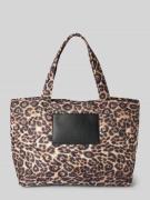 Seidenfelt Tote Bag mit Label-Detail Modell 'EVENES' in Mittelbraun, G...