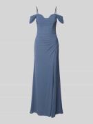 Mascara Abendkleid mit Beinschlitz in Rauchblau, Größe 36