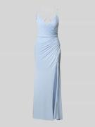 Mascara Abendkleid mit Beinschlitz in Hellblau, Größe 40