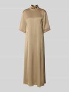 Drykorn Maxikleid mit Stehkragen und 1/2-Arm in Camel, Größe 38