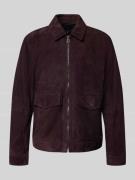 JOOP! Collection Lederjacke mit Reißverschluss in Purple, Größe 52