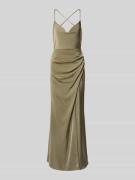 Laona Abendkleid mit V-Ausschnitt und Raffungen in Oliv, Größe 42