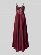 Laona Abendkleid mit Pailletten und Perlen in Bordeaux, Größe 42
